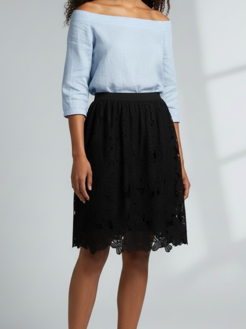 Xhilaration Black Lace Midi Skirt